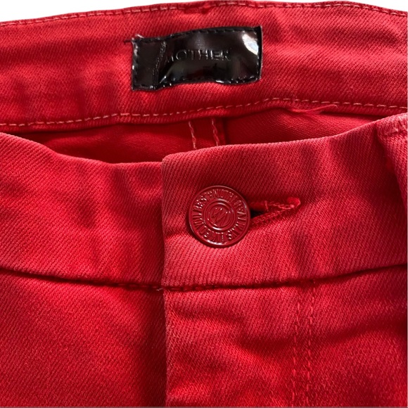 Mother USA Looker Ankle Fray Blowout Red Wash Denim Mid-Rise Raw Hem Jean 25x26 - Picture 4 of 15